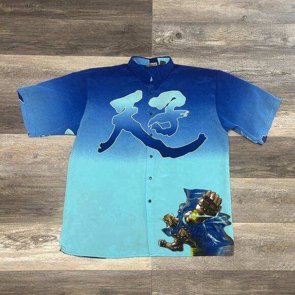 Billion Bay Other - Vintage Y2K Billion Bay Anime Fighting Warrior Ombre Mens XL Short‎ Sleeve Shirt